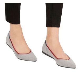 ROTHY'S The Point 'Grey Red Piping' Flats Size 8